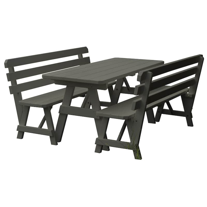 Pine 5' Picnic Table with 2 Backed Benches - Olive Gray