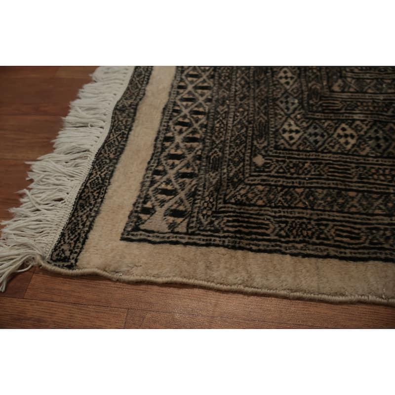 Hand Knotted Oriental 100% Wool Carpet Traditional Geometric Beige & Ivories Bokhara Area Rug - 5' 11'' X 6' 1''