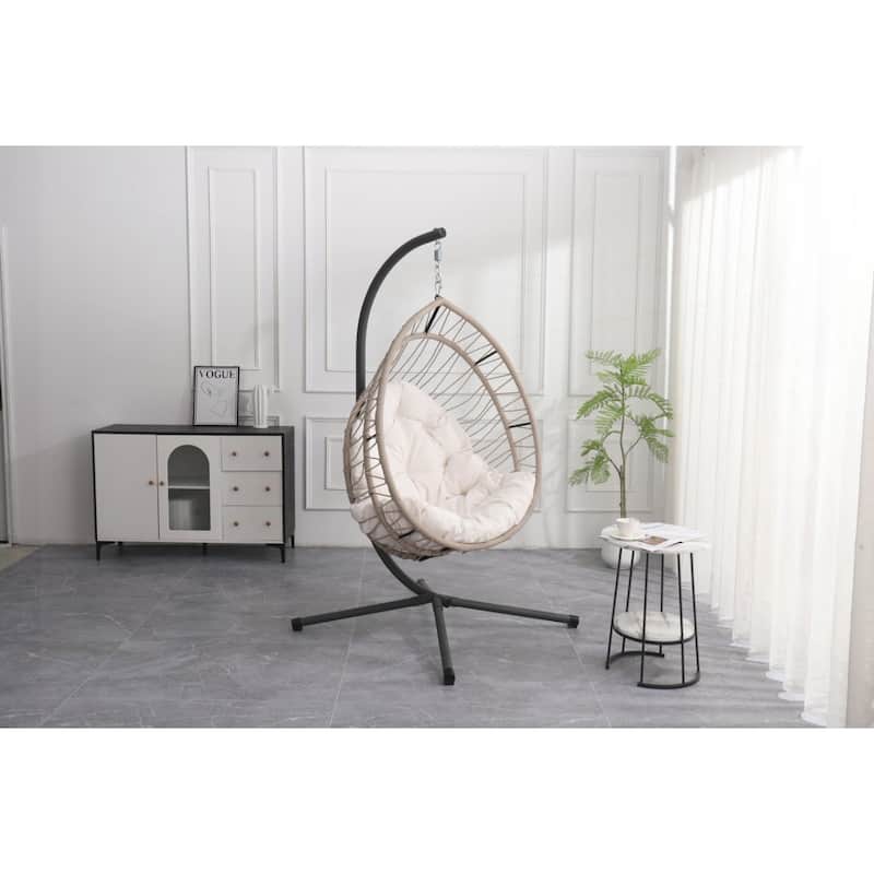 Outdoor Egg-shaped Hanging Chair with Stand