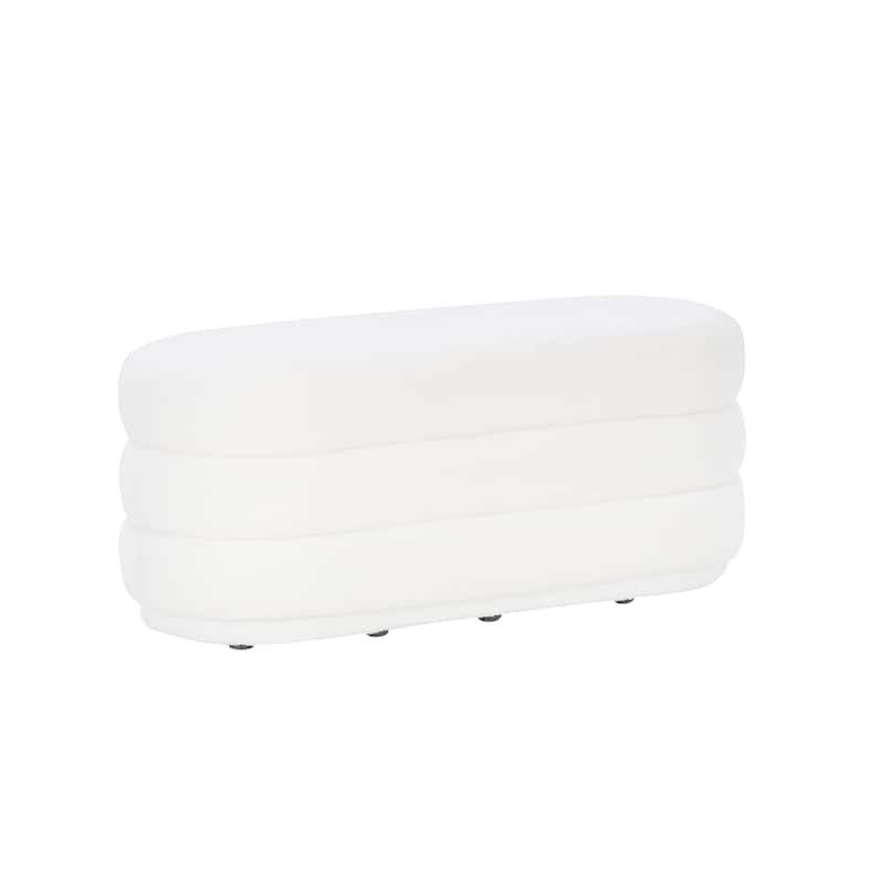 Halley White Oblong Sherpa Ottoman