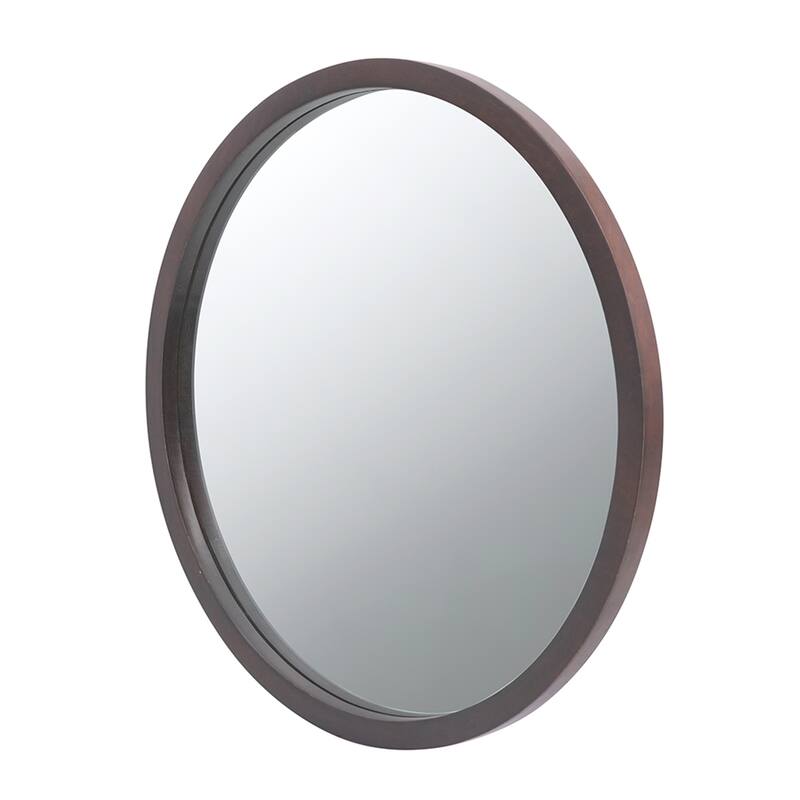 20" x 20" Circle Wall Mirror with Wooden Frame and Black Finish