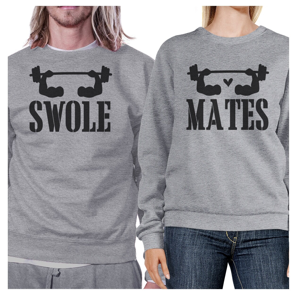 Shop Swole Mates Couples Sweatshirts Gift For Her Matching Grey