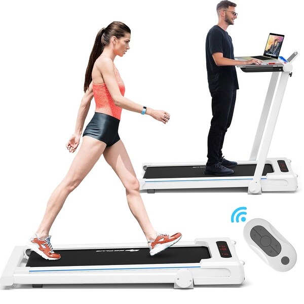 Goplus 2.25HP 3 in 1 Folding Treadmill W Table Speaker Remote Home