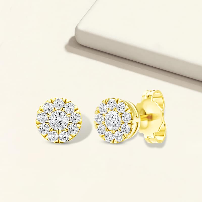 1/3ct TDW Diamond Cluster Heart Stud Earrings in 10K Yellow Gold for Women