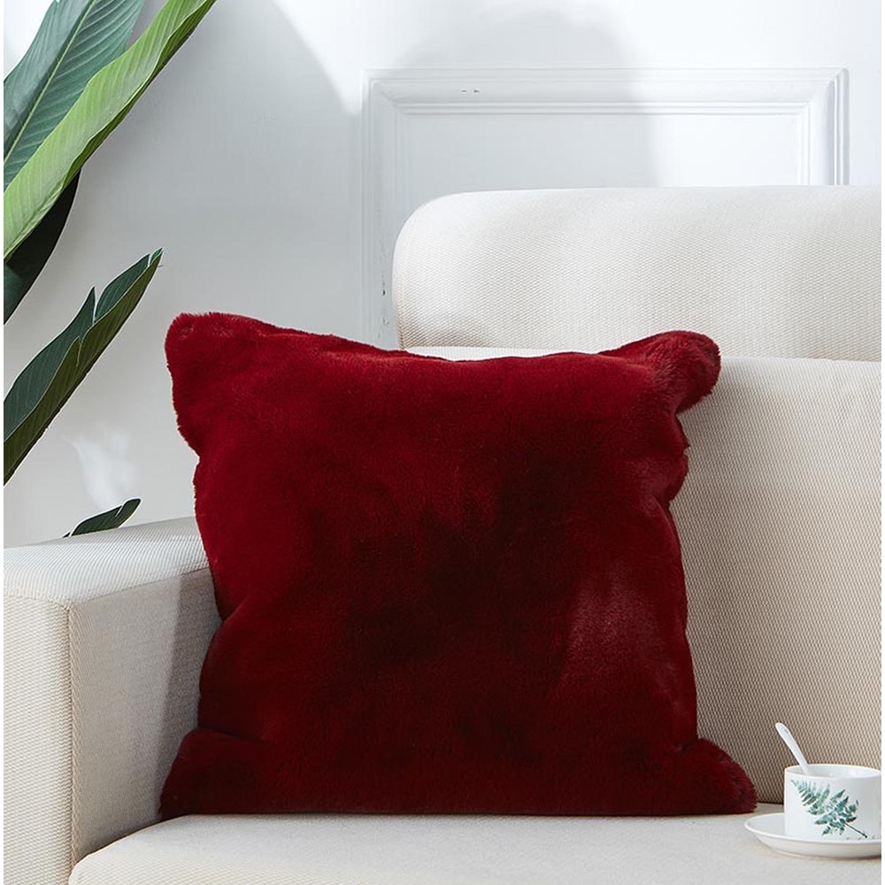 Red furry hot sale pillows