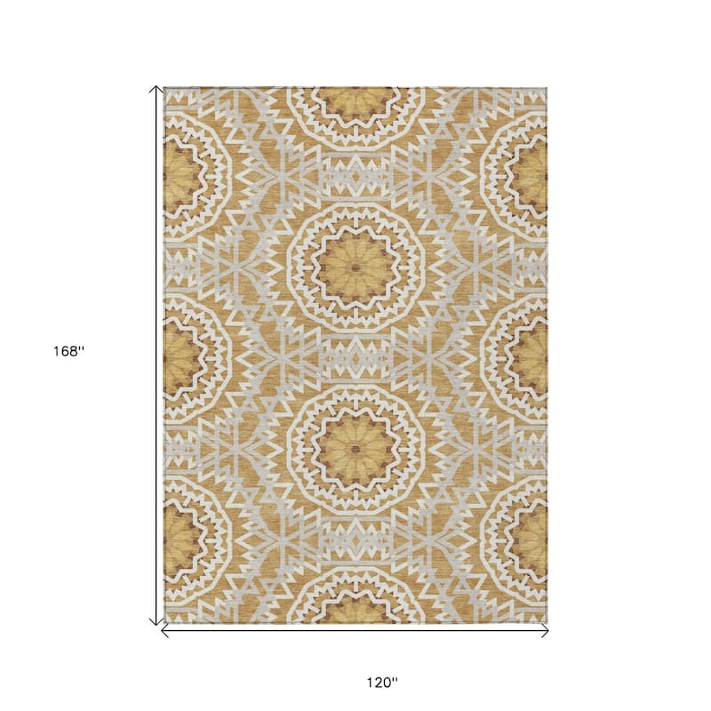 HomeRoots Floral Medallion Transitional Rectangle Outdoor Rug