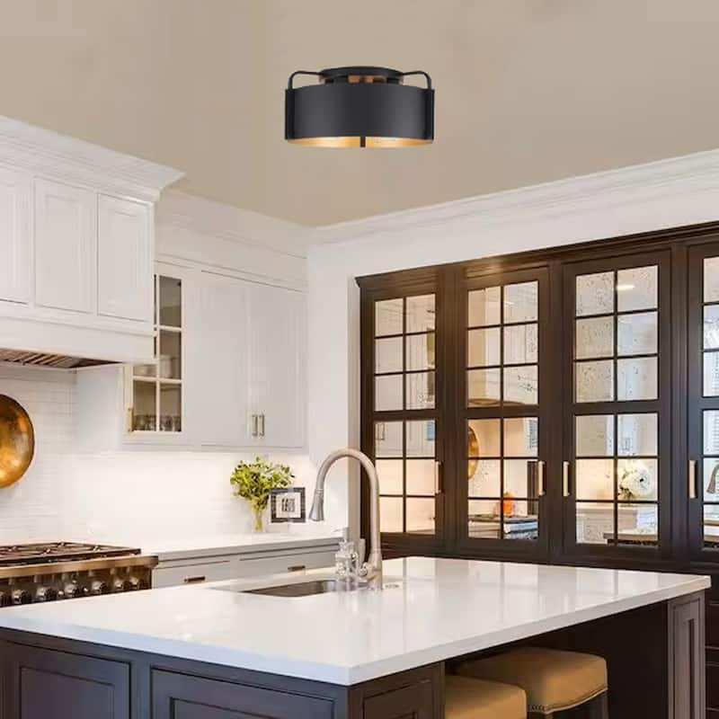 4 Light bulbs light black gold light fixture metal ceiling light - N/A