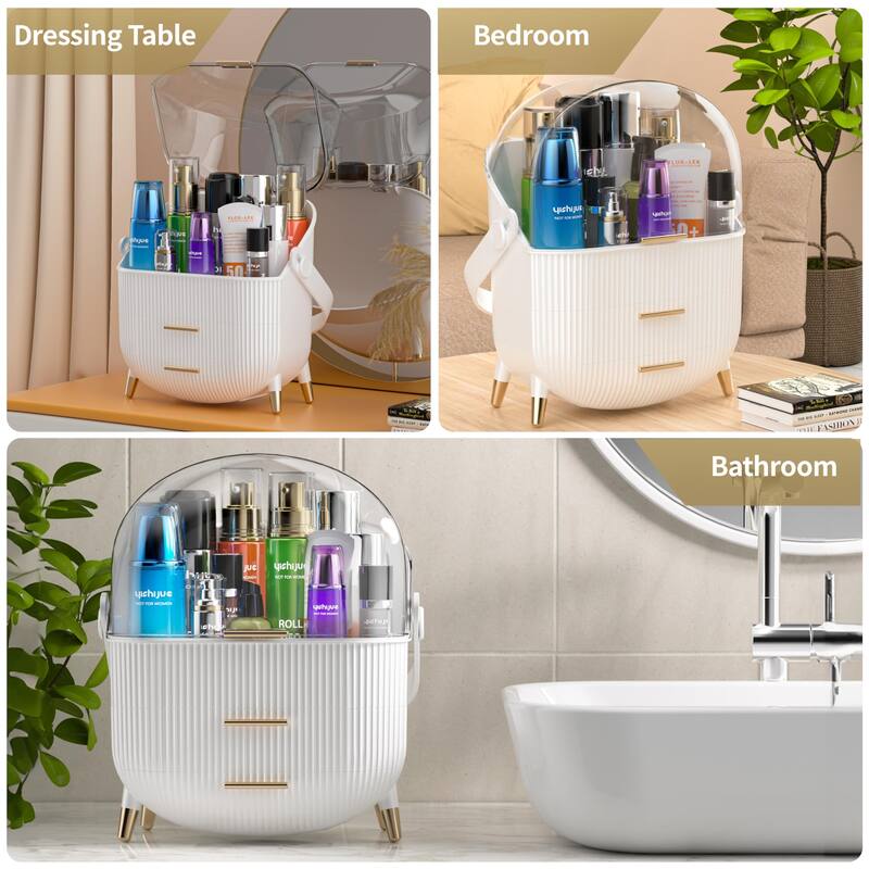 Egg Shape Oval Makeup Storage Box Countertop Portable Vanity