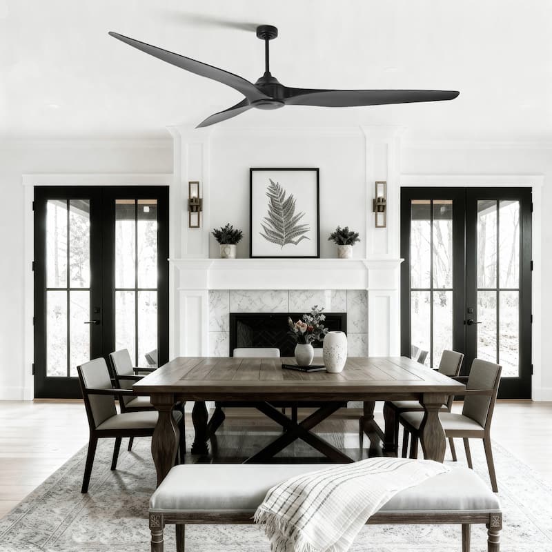 100" Industrial Black Extra Larger Propeller ABS 3-blade Outdoor Ceiling Fan without Light