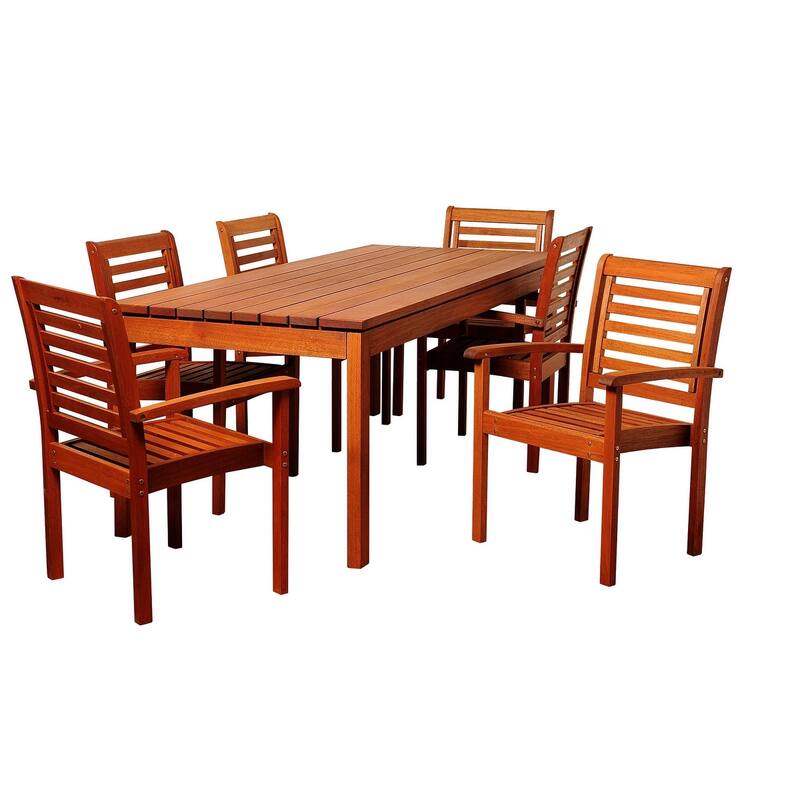 7-Piece Brown Emerson Eucalyptus Rectangular Patio Dining Set 82.5"