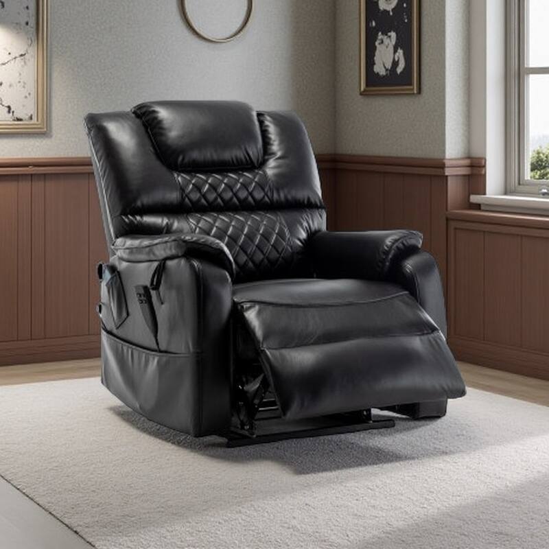 Oversized Electric Lift Recliner with OKIN Motor, Infinite Recline to 180°, Extra-Wide Seat, and Convenient Side Storage - Black