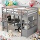 preview thumbnail 13 of 22, Modern Twin Size Loft Bed With Built-in Desk With Two Drawers And Storage Shelves And Drawers,For Bedroom Grey