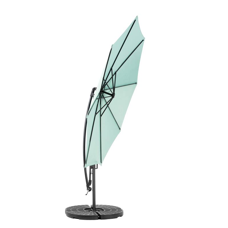 10ft Offset Hanging Market Patio Umbrella w/Easy Tilt Adjustment, Polyester Shade, 8 Ribs for Backyard, Poolside-(No Base)