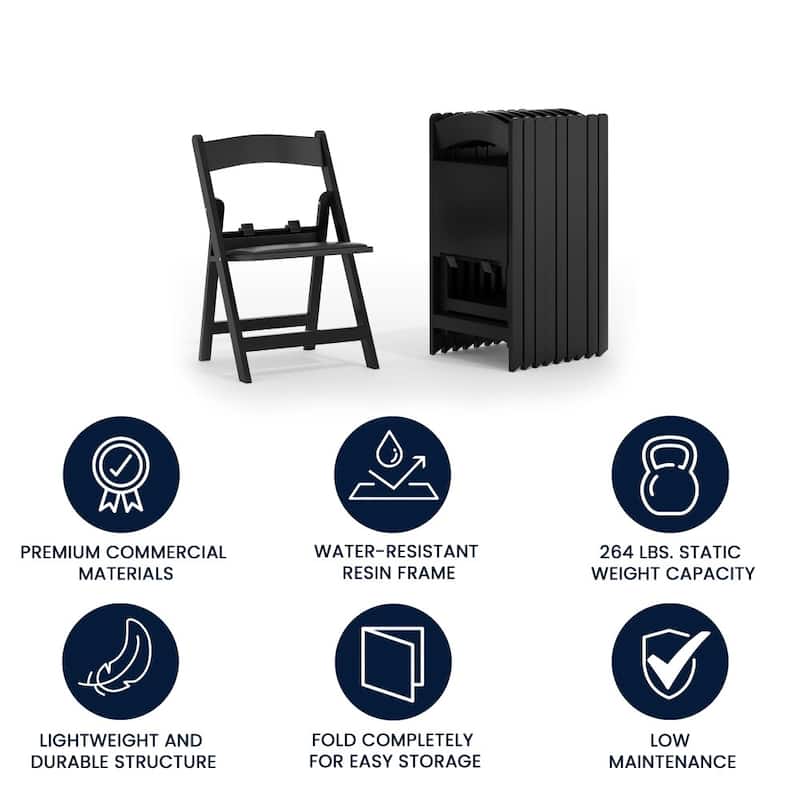 10Pk Kids Resin Folding Chair with Vinyl Padded Seat - 12.25"D x 13.25"W x 21"H