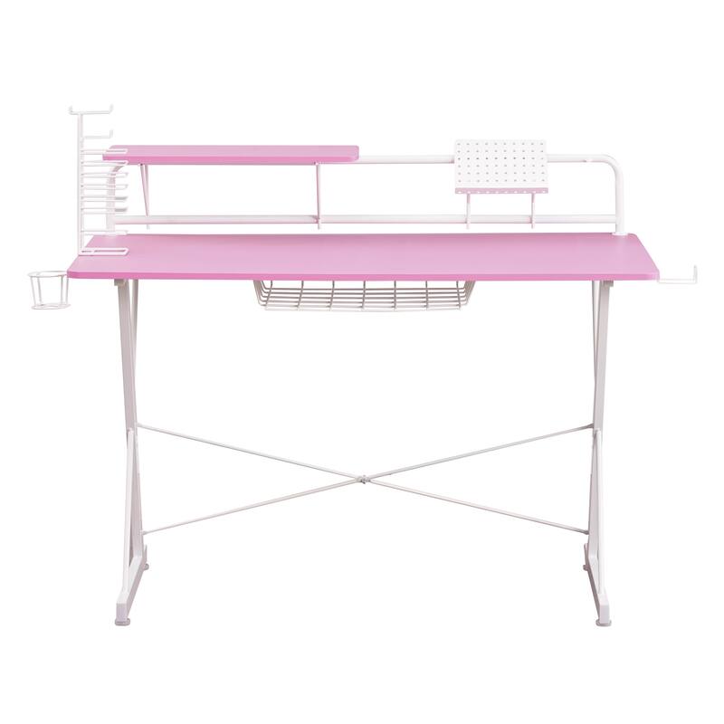 High-tech TS-200 Carbon Computer Gaming Desk with Shelving