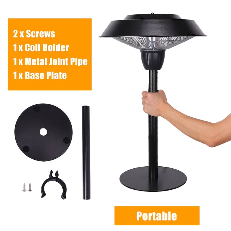 1500W Electric Tabletop Patio Heater, Infrared Electric Outdoor Heater, Portable Heater 5100 BTU
