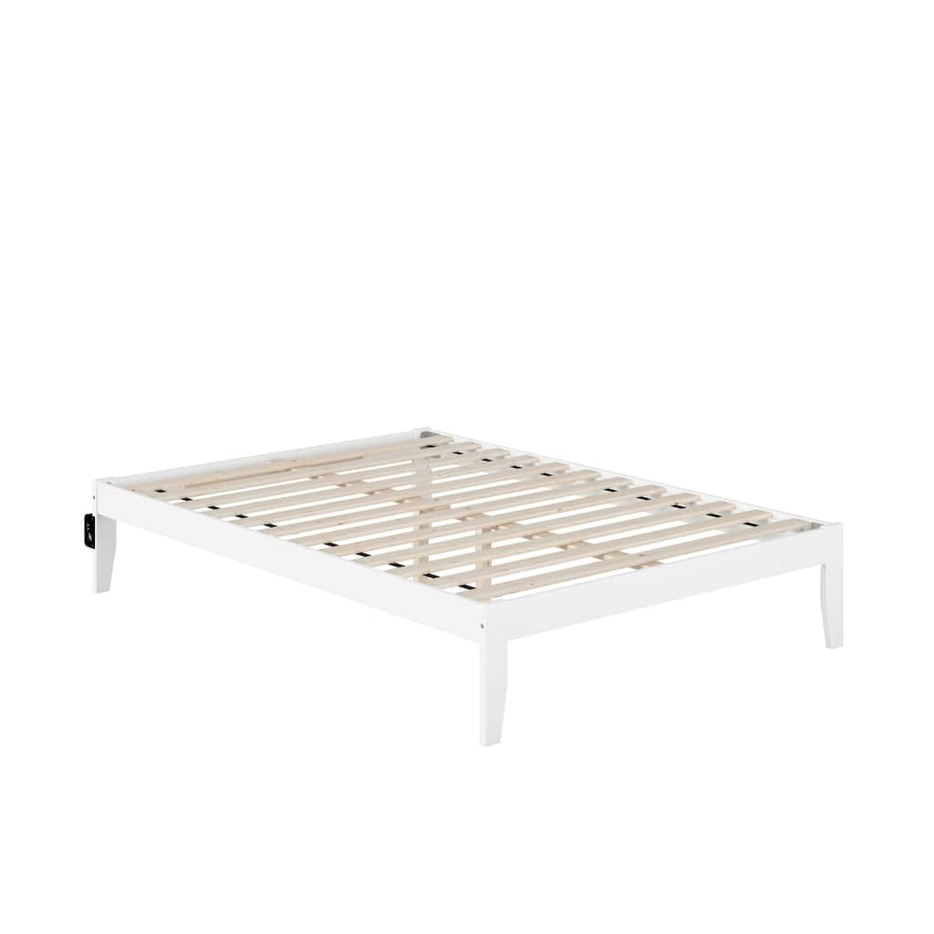 Full Bed with USB Charger - 54x75 - White Modern Design & Slat Kit