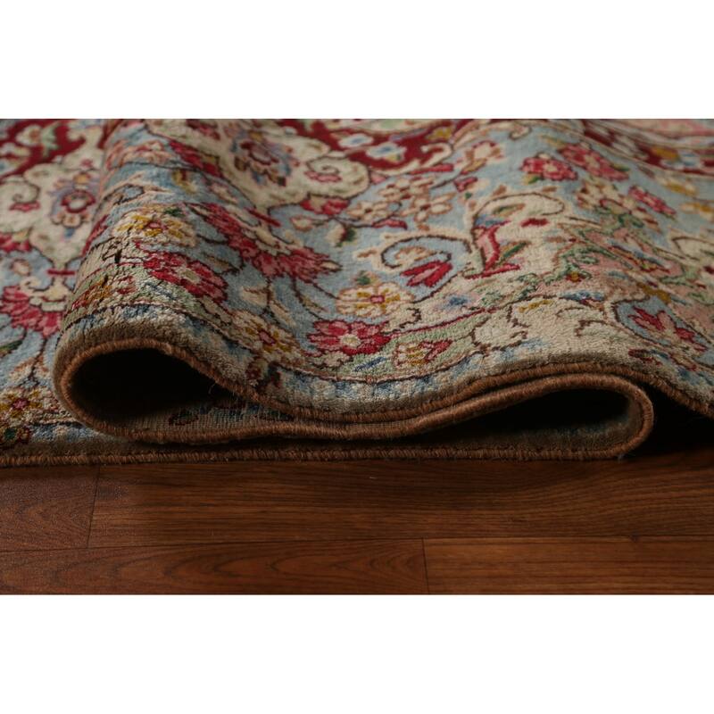 Hand-made Vintage Traditional Kerman Persian Wool Area Rug - 9'6" x 13'6"