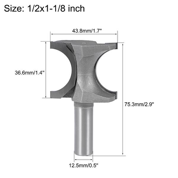 Shop Router Bit 1 2 Shank 1 1 8 Inch Dia Half Round End Mill Bull