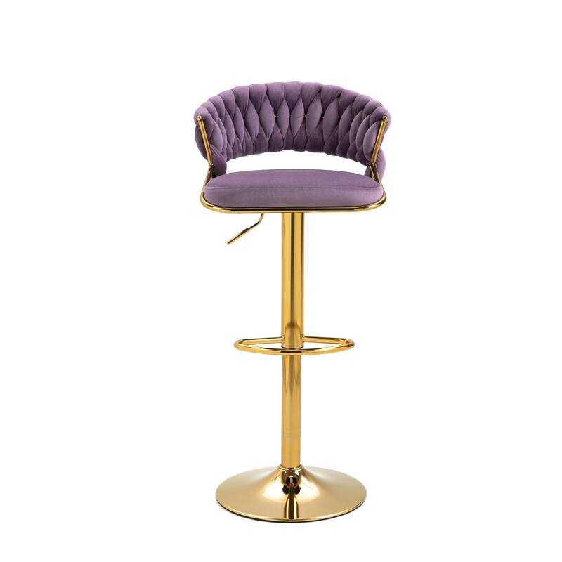 Set of 2 Bar Stool Adjustable Height with Swivel Seat