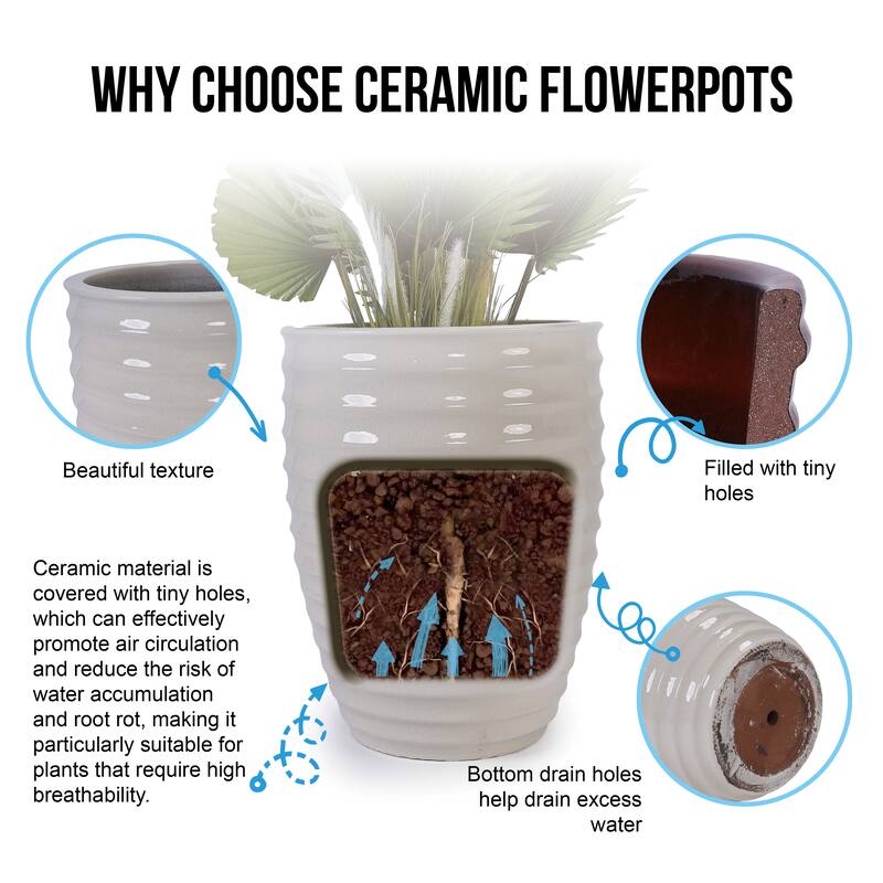 Handmade 17" Ceramic Planter for Monstera & Fiddle Leaf Fig