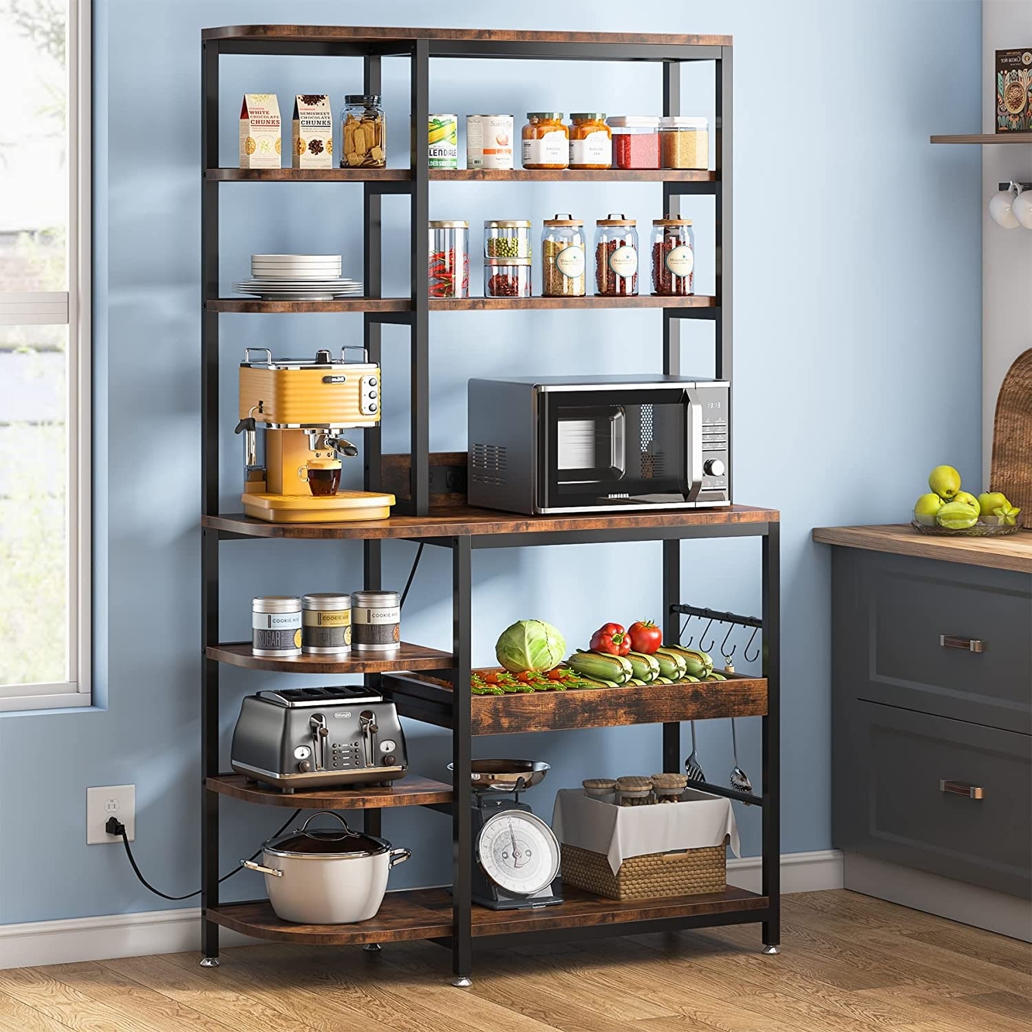 Kitchen bakers rack with drawers best sale