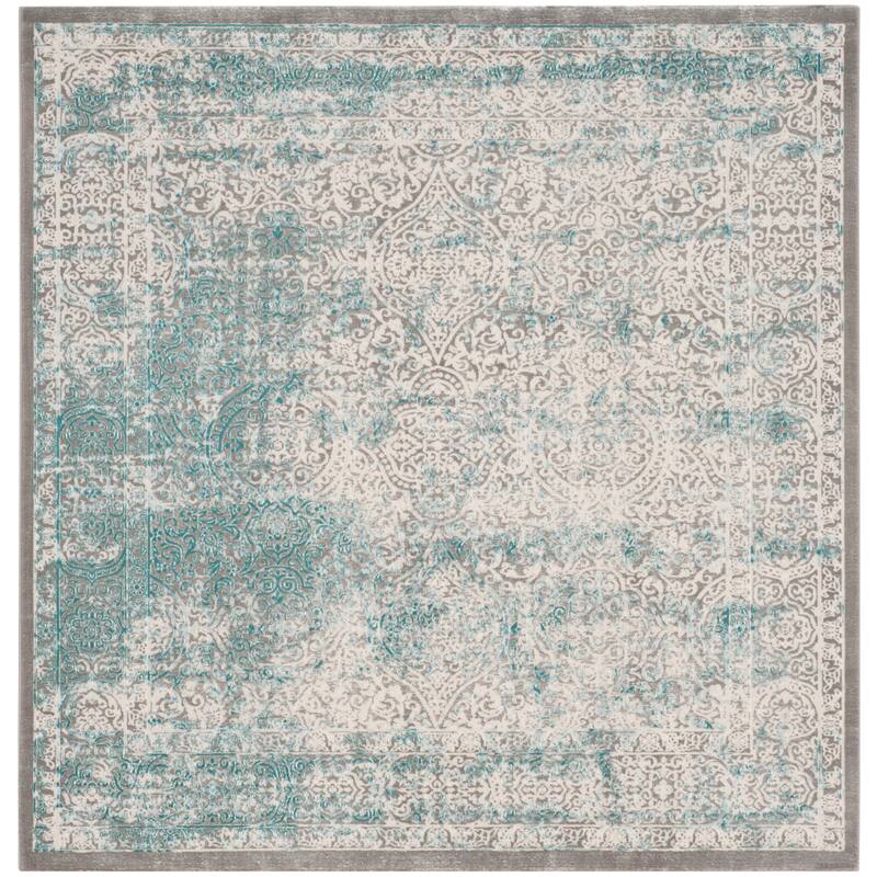 SAFAVIEH Passion Henretta Vintage Distressed Boho Oriental Rug - 6'7" Square - Turquoise/Ivory