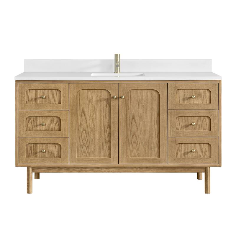 James Martin Vanities 545-V60S-1WZ Laurent 60" Free Standing Single - Light Natural Oak - Oak Finish
