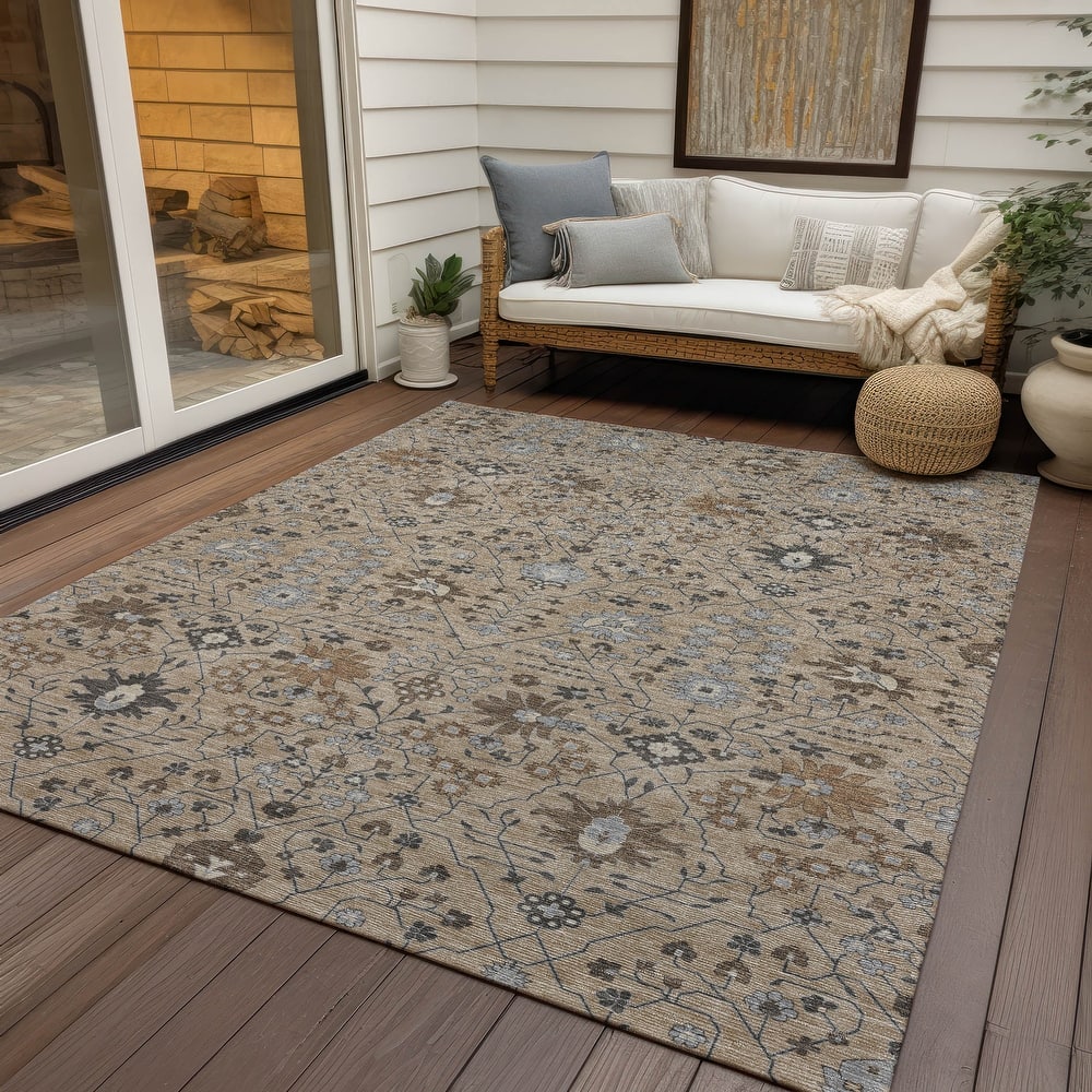 Machine Washable Indoor/ Outdoor Global Traditional Chantille Rug