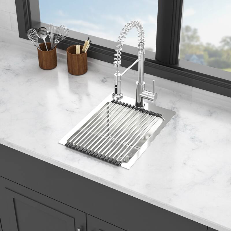 Drop-In 16 Gauge Single Bowl Stainless Steel Kitchen Sink in Brushed Nickel