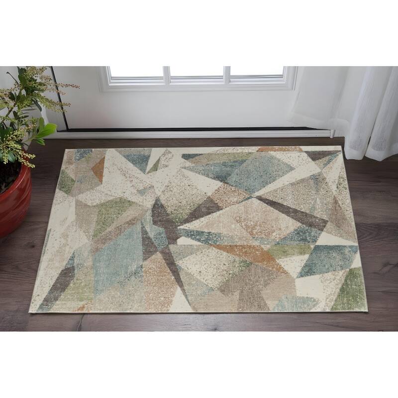 HomeRoots Checkered Bohemian Rectangle Area Rug - 34.00 in. x 21.00 in.  x 0.47 in.
