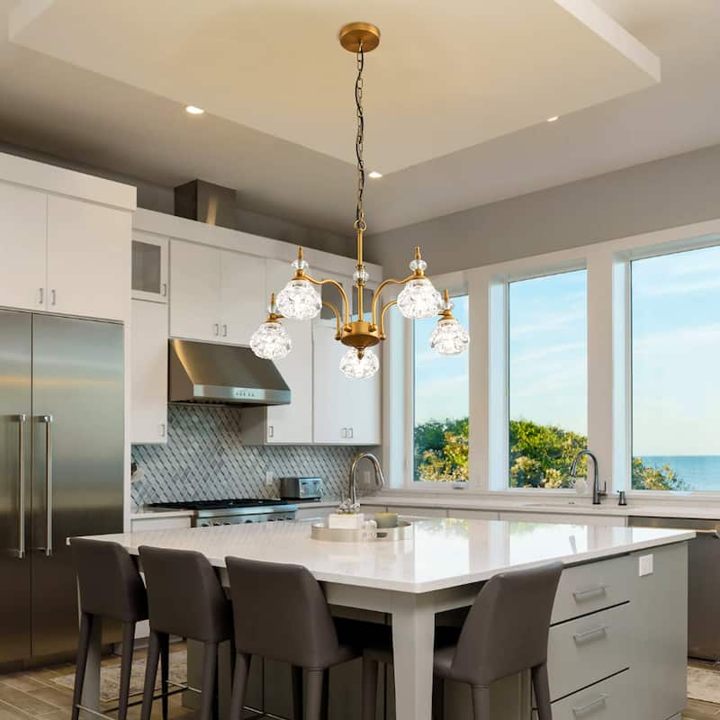 Modern Crystal Glass Shade 5-Light Chandelier