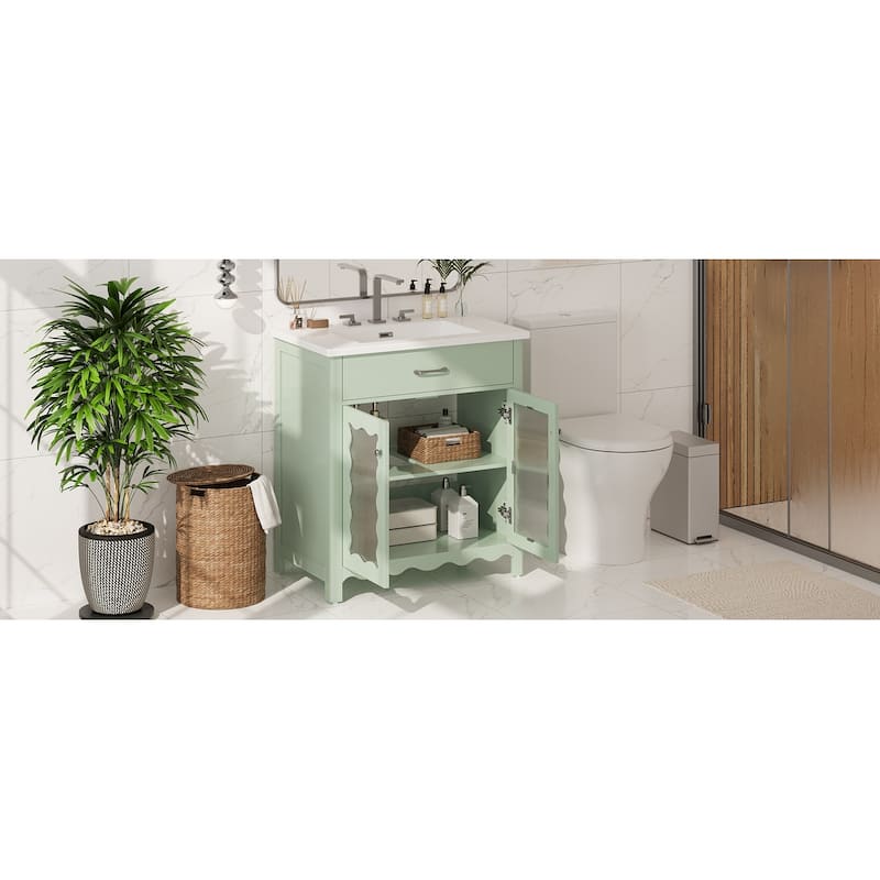 Bathroom Vanity with Tempered Glass