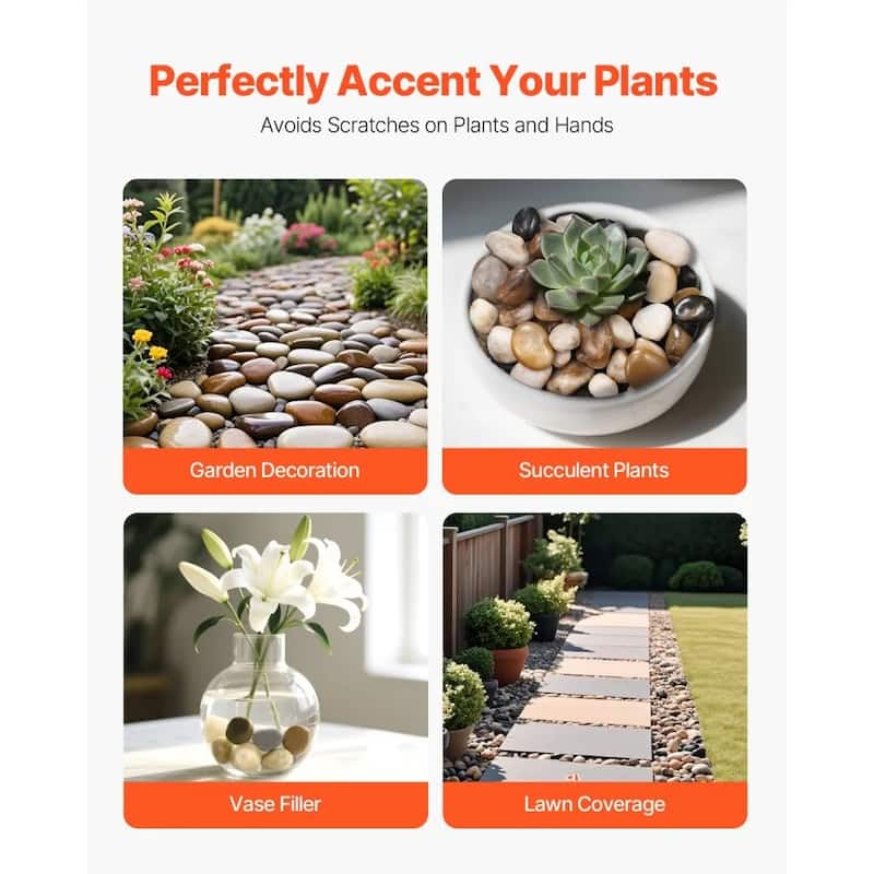 Rain Flower River Rocks Decorative Stones for Landscaping Aquarium Garden and Plant Care - 0.59-0.71 x 0.59-2.36 x 0.19-1.97 in