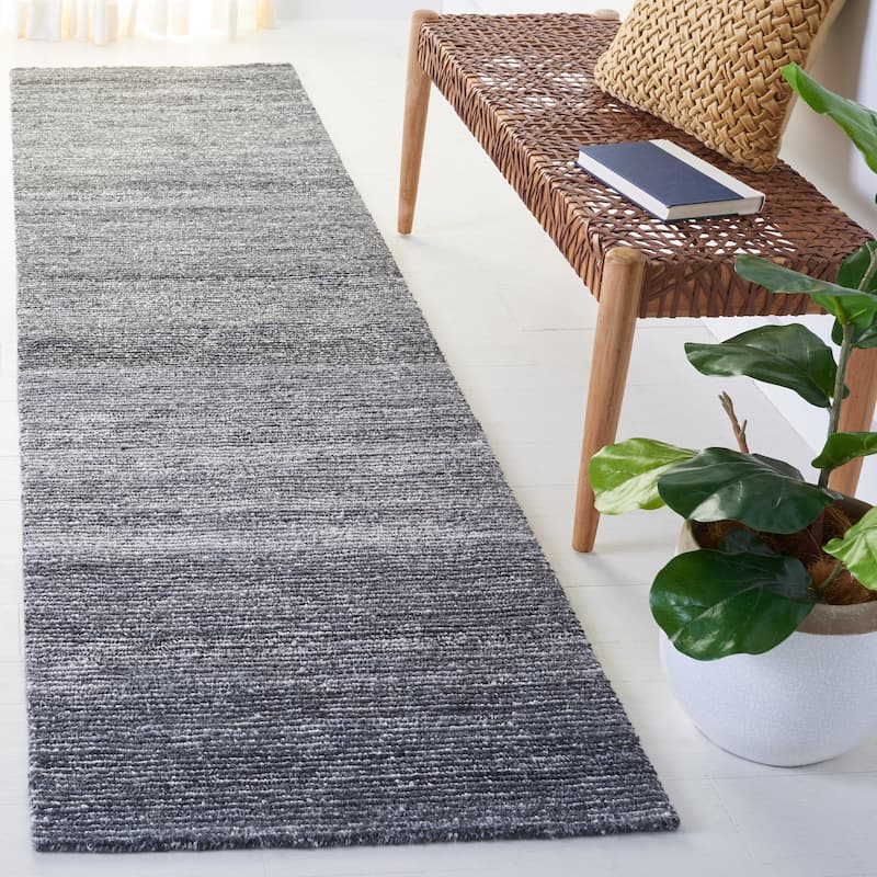 SAFAVIEH Handmade Mirage Adelie Modern Rug - 2'3" x 9' Runner - Dark Grey/Ivory