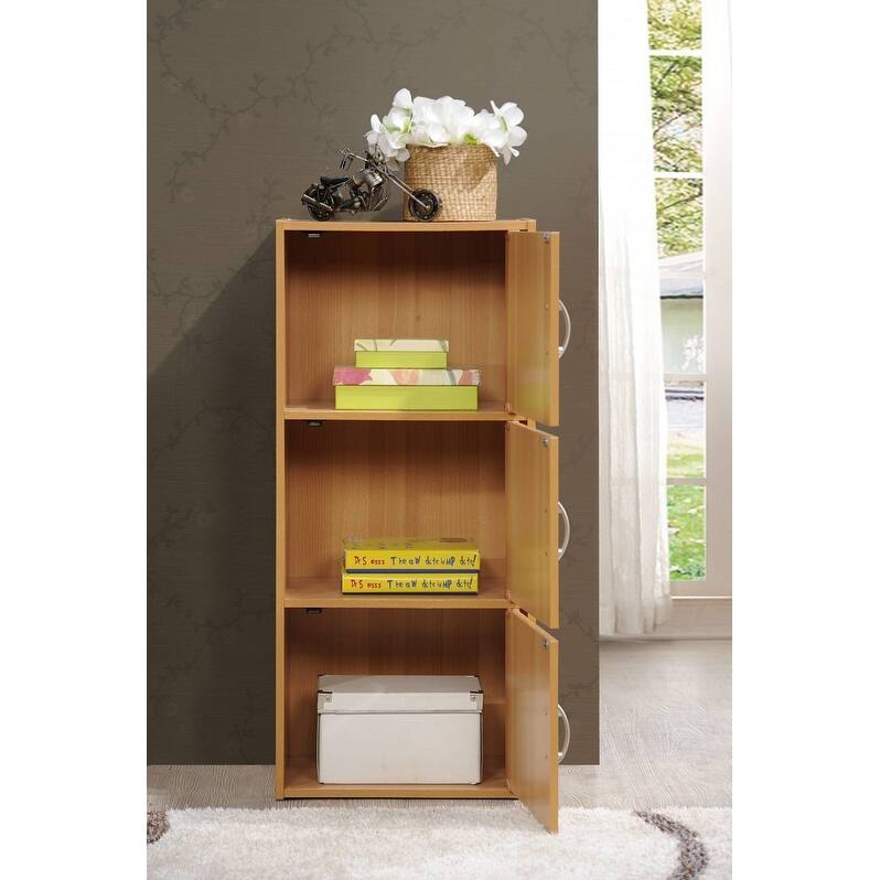Hodedah 3-Shelf, 3-Door Bookcase