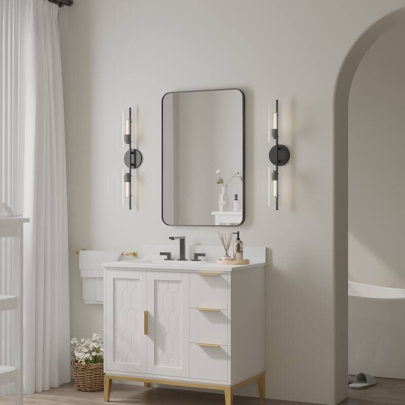 Modern Bathroom Wall Mounted Anodized Aluminum Framed Wall Vanity Mirror