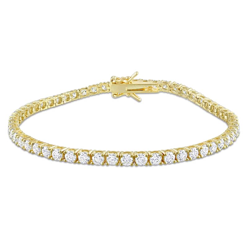 5 5/8ct DEW Created Moissanite Tennis Bracelet in Yellow Silver - 8 in