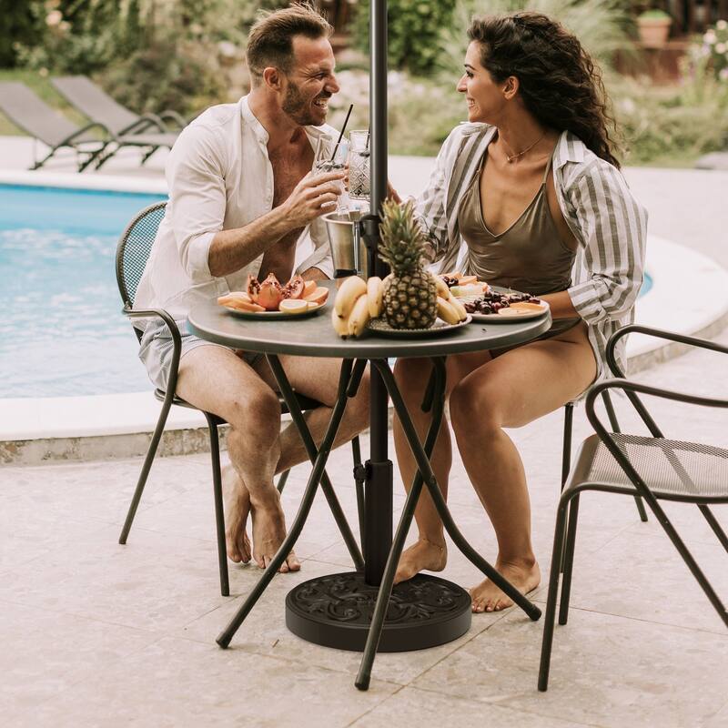 Round Outdoor Patio Market Umbrella Base Holder Filled with Concrete Cement for Table Umbrella