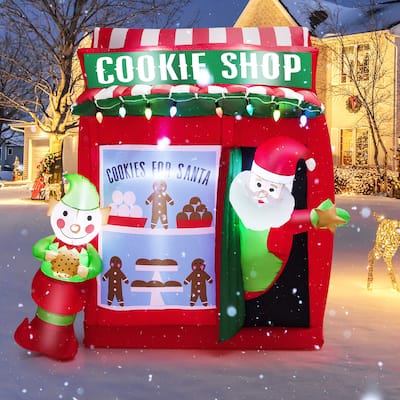 Costway 6.3 FT Inflatable Gingerbread Cookie Shop with Santa Clause - See Details