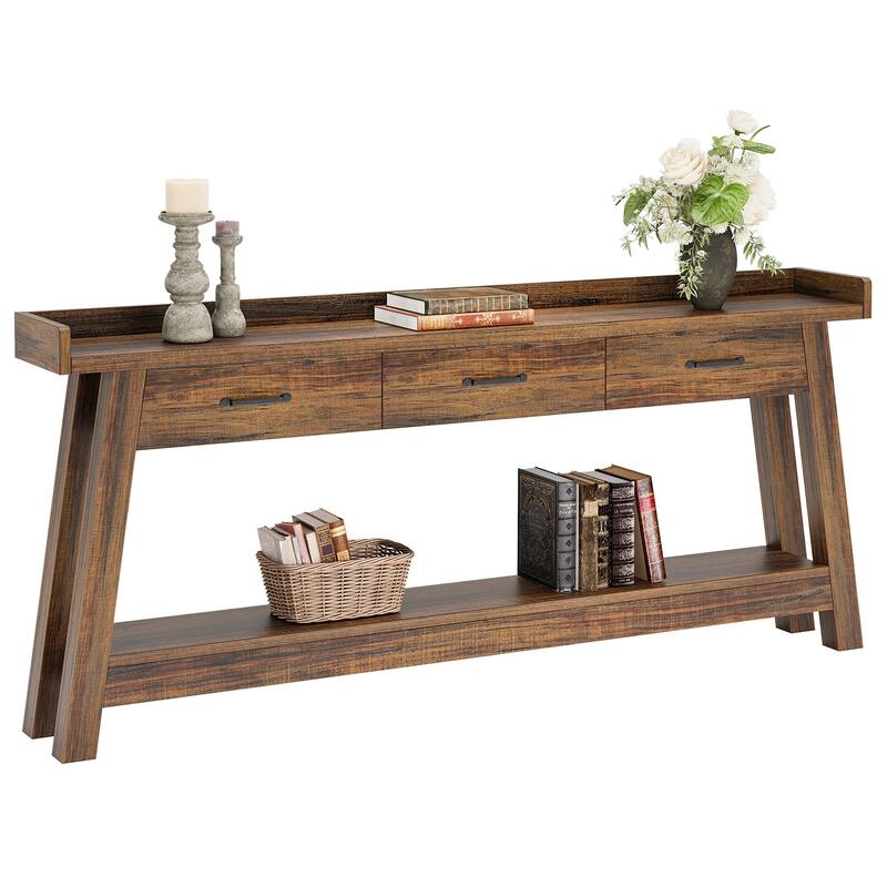 70.9-Inch Sofa Console Table with 3 Drawers, 2-Tier Entryway Table