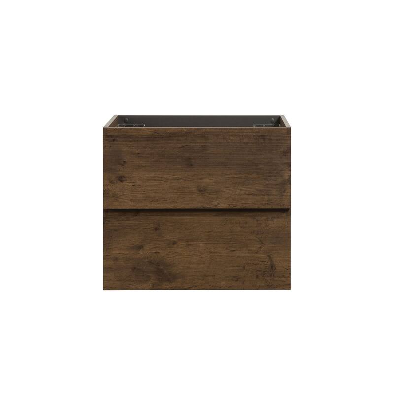 GDFStudio - Alice Wall-Mounted Bathroom Vanity with Modern Double Drawer and Soft-Close Functionality - Walnut - 24"