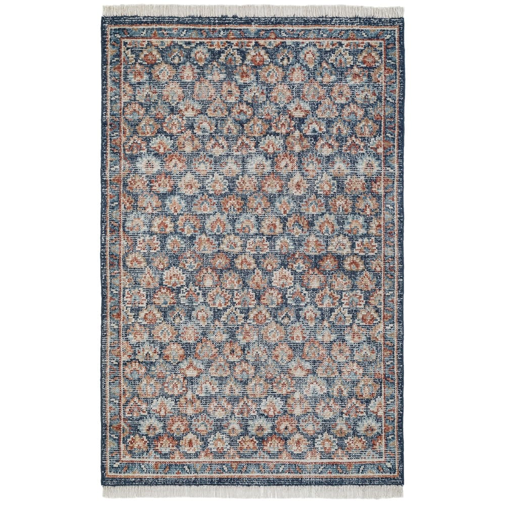 Terra by Obeetee Palace Floral Navy Rug