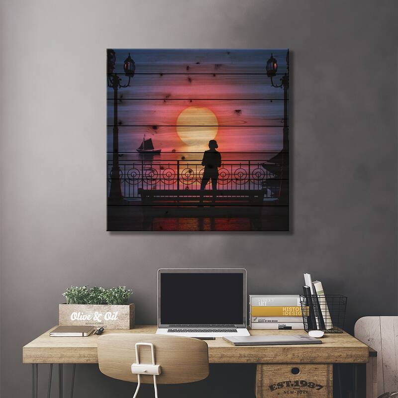 A Peaceful Sunset Print On Wood by Davansh Atry - Multi-Color