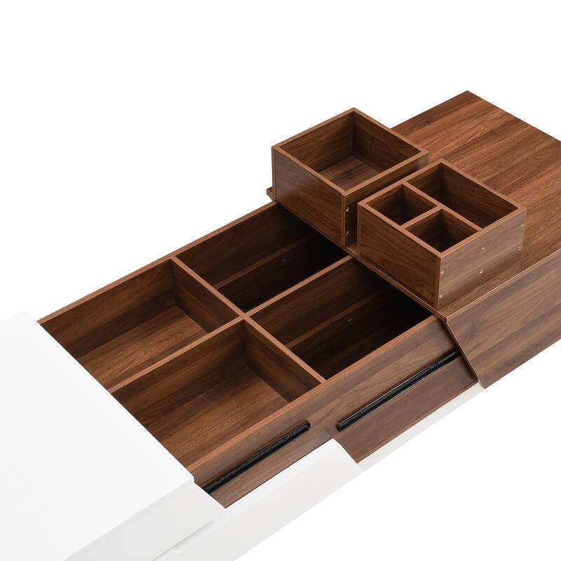 Modern Extendable Sliding Top Coffee Table with Storage