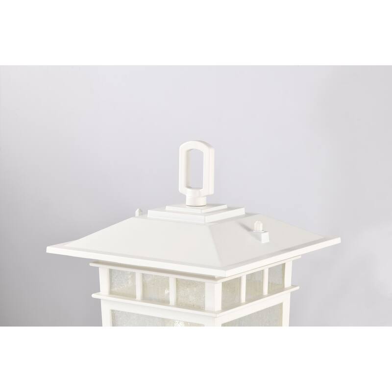 Cove Neck Outdoor Large Post Light Pole Lantern 1 Light White Finish Clear Seeded Glass