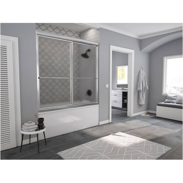 Shop Coastal Shower Doors 1554 55 A Newport Series 54 X 55 Framed Sliding Overstock 27999426 Chrome
