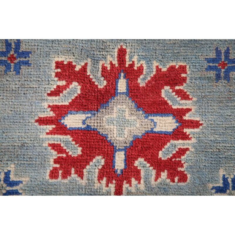 Gray Geometric Kazak Oriental Area Rug Wool Carpet - 6'3" x 8'11"