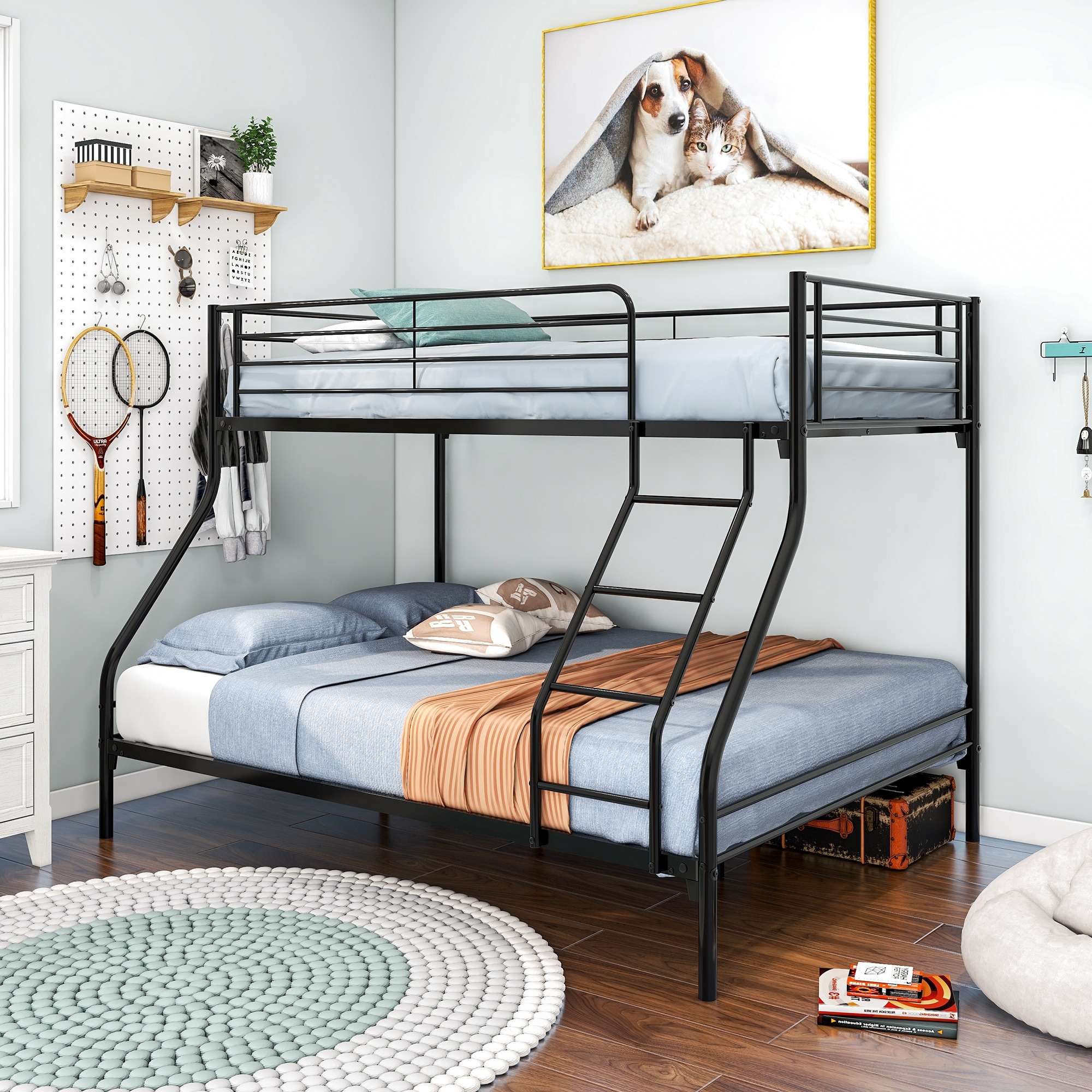 Twin over queen bunk bed metal frame online