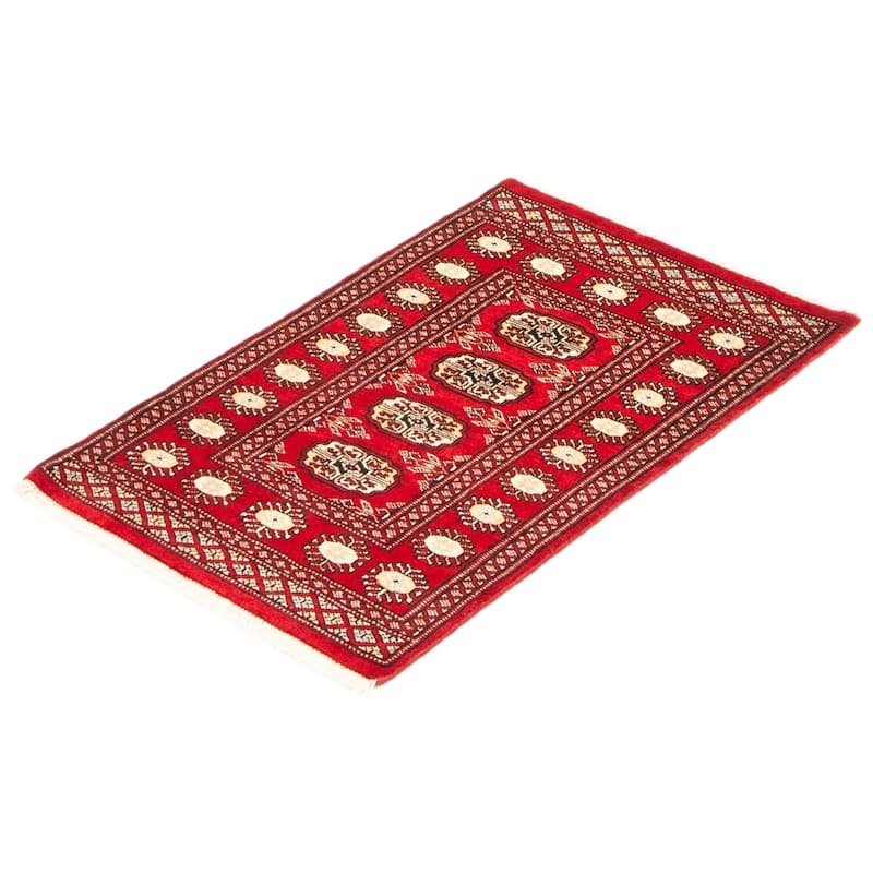 ECARPETGALLERY Hand-knotted Finest Peshawar Bokhara Red Wool Rug - 2'1 x 3'1
